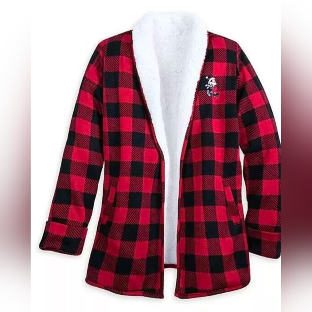 Disney Parks Mickey Mouse Holiday Sherpa Cardigan Jacket Unisex Size XXL